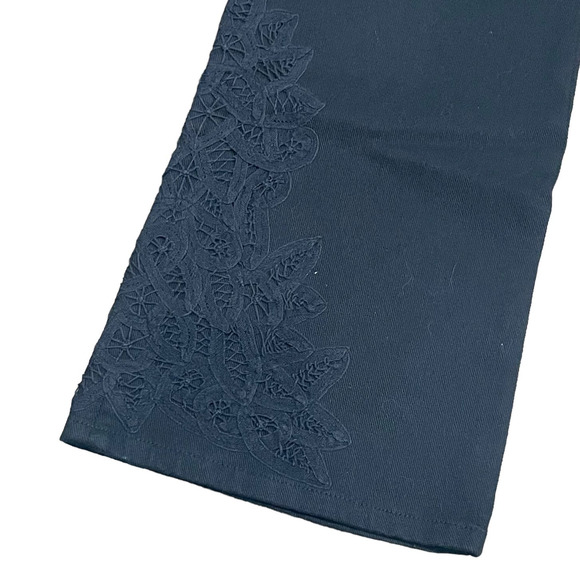 Ralph Lauren Jeans Co Women 8 Petite Y2K Black Mid Rise Flare Bootcut Jeans Lace - Picture 7 of 13